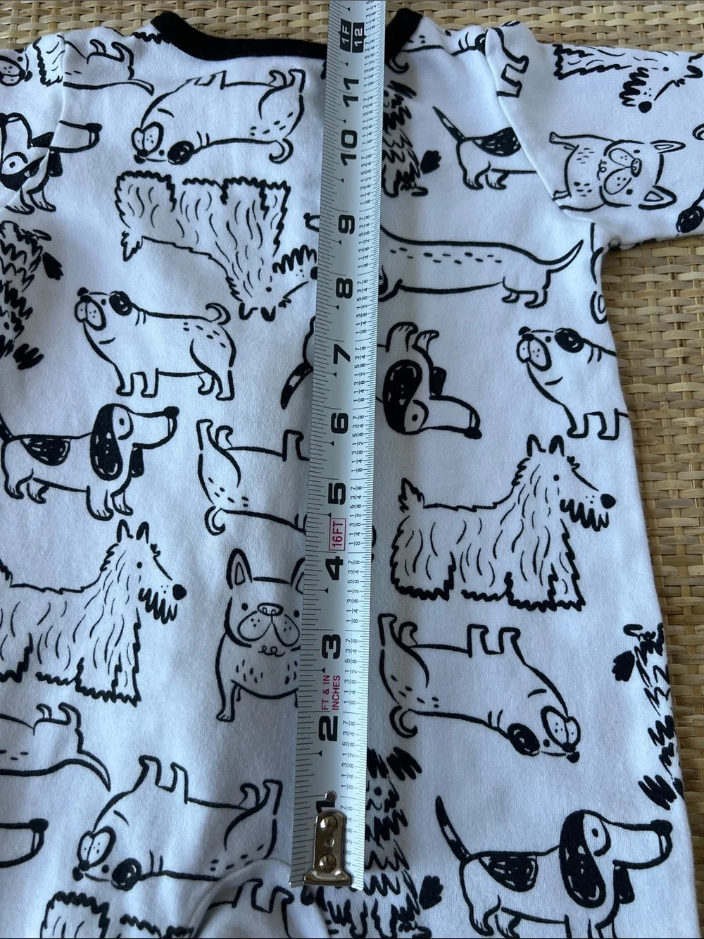 Wonder Nation Baby Footie onesie sleepwear white black dog print unisex 3-6 mo
